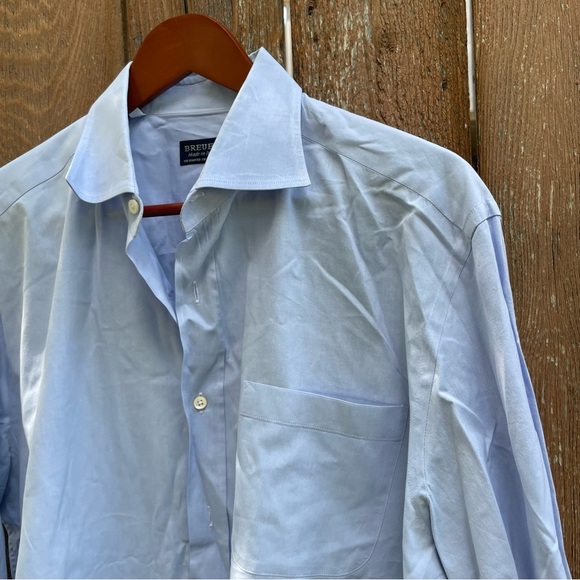 BREUER Men’s Blue Long Sleeve Button Down Dress Shirt Size 17 - Picture 5 of 11